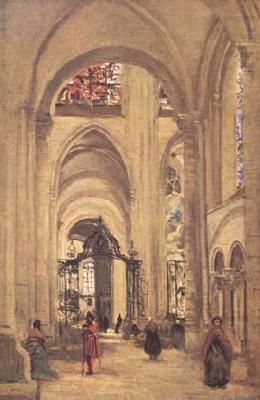 Jean Baptiste Camille  Corot La cathedrale de Sens (mk11) oil painting picture